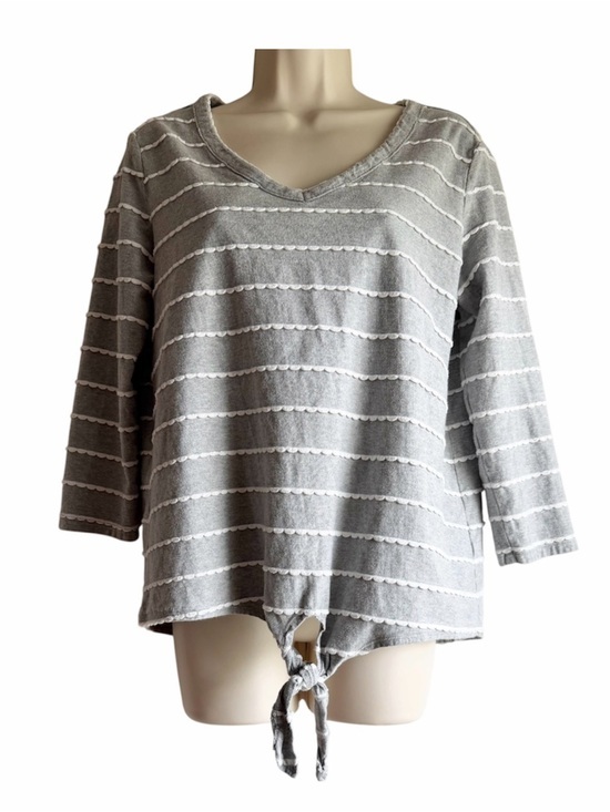 Tops - Mododoc Scallop Striped 3/4 Sleeve Top